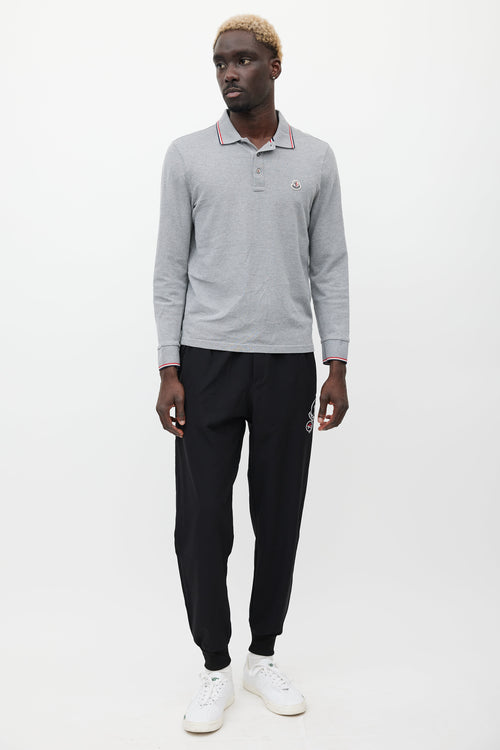 Moncler Grey & Navy Maglia Longsleeve Polo