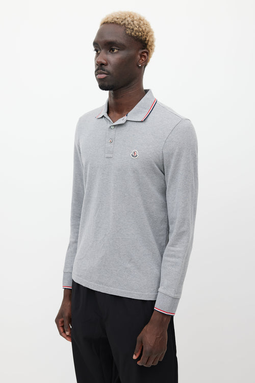 Moncler Grey & Navy Maglia Longsleeve Polo