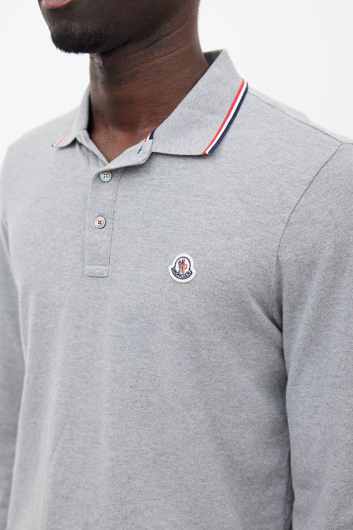 Moncler Grey & Navy Maglia Longsleeve Polo