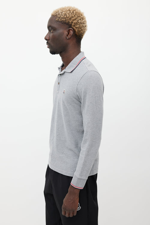 Moncler Grey & Navy Maglia Longsleeve Polo