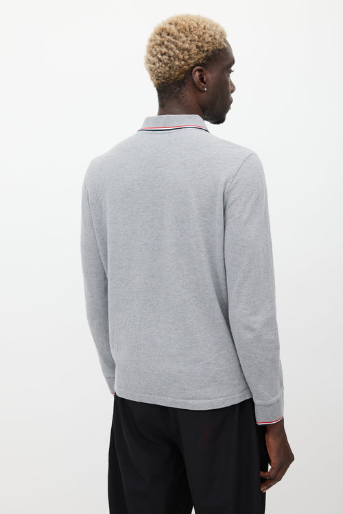 Moncler Grey & Navy Maglia Longsleeve Polo