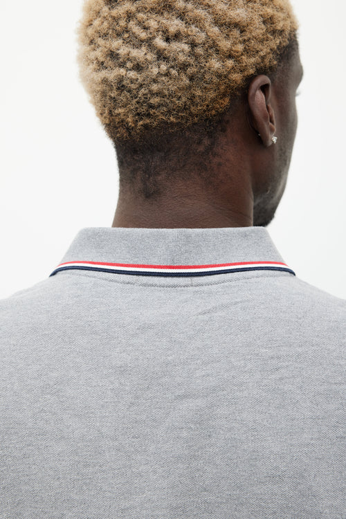 Moncler Grey & Navy Maglia Longsleeve Polo