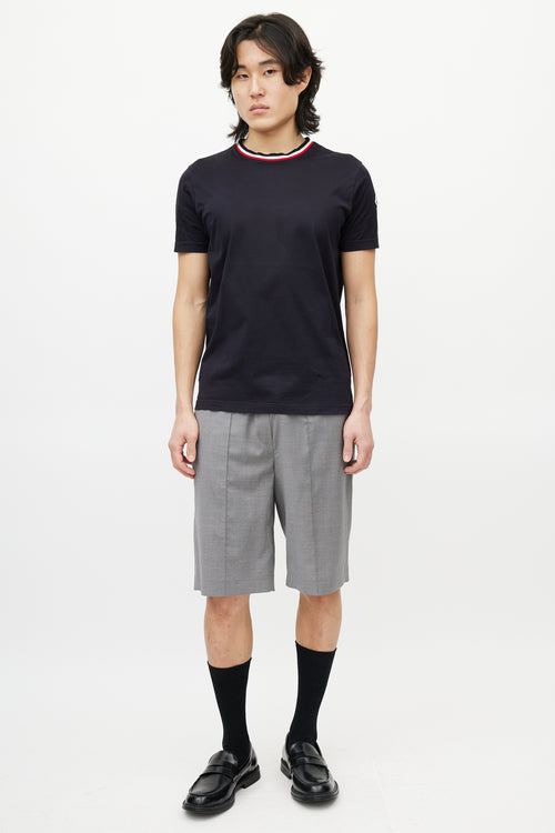 Moncler Navy & Multicolour Striped Collar T-Shirt