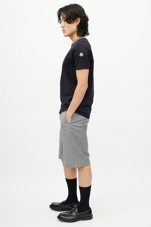 Moncler Navy & Multicolour Striped Collar T-Shirt
