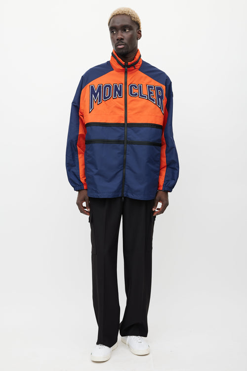 Moncler Orange & Navy Copernicus Logo Jacket