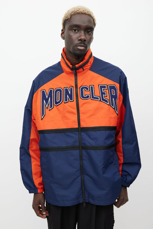 Moncler Orange & Navy Copernicus Logo Jacket