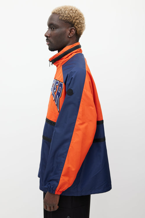 Moncler Orange & Navy Copernicus Logo Jacket