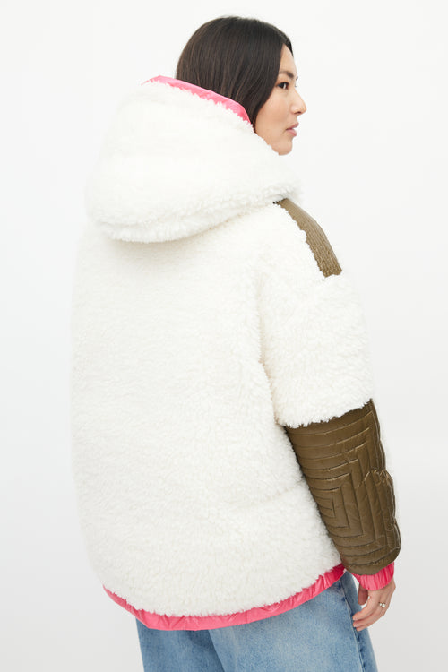 Moncler Pink & White Reversible Hufi Bomber Jacket