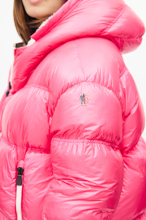 Moncler Pink & White Reversible Hufi Bomber Jacket