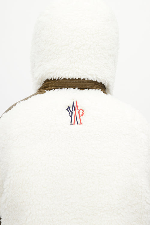 Moncler Pink & White Reversible Hufi Bomber Jacket