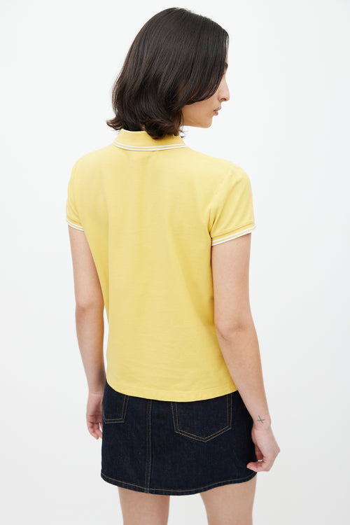 Moncler Yellow & White Striped Logo Polo