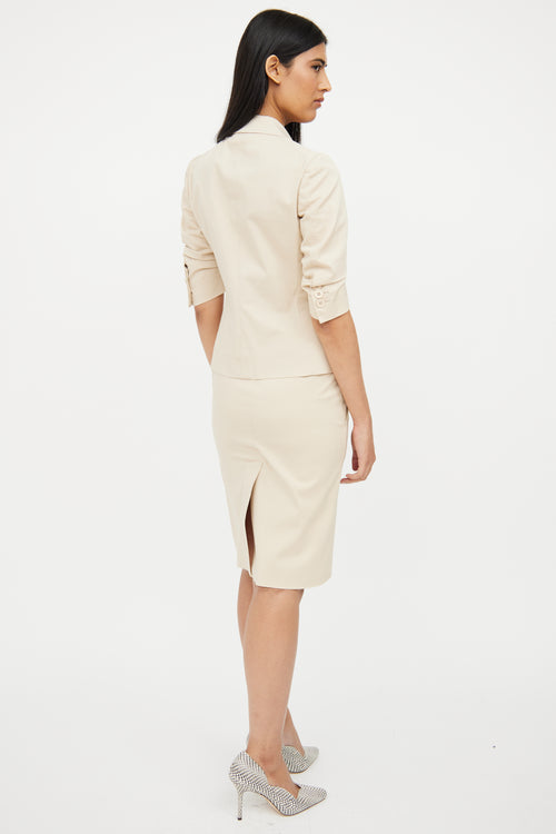 Moschino Beige Blazer & Pencil Skirt Set