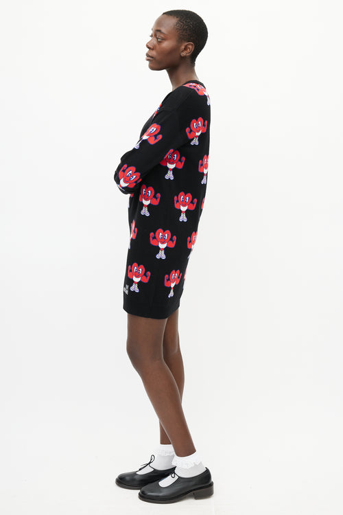 Moschino Black & Red Muscle Heart Sweater Dress