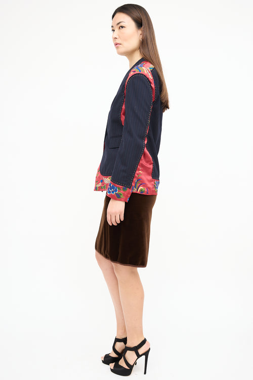 Moschino Black & Multi Embroidered Pinstripe Blazer