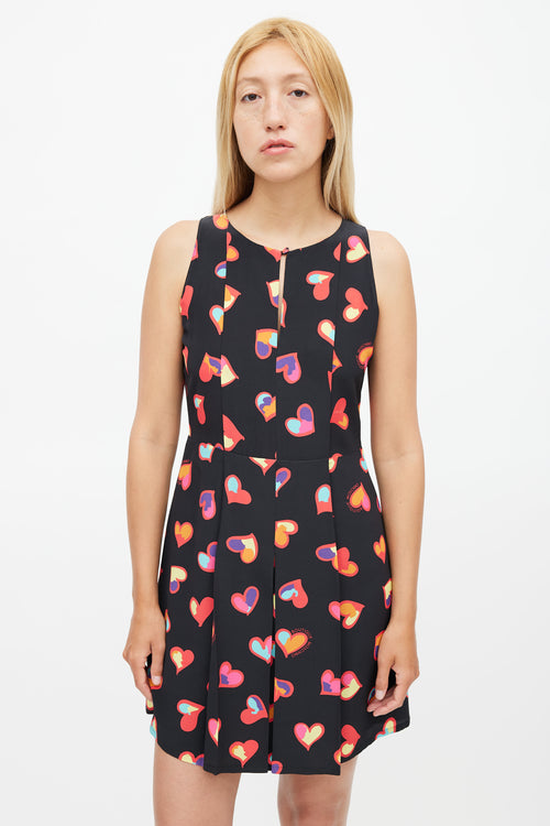 Moschino Black & Multicolour Pleated Heart Dress