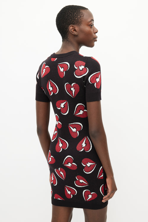 Moschino Black & Red Heart Knit Dress