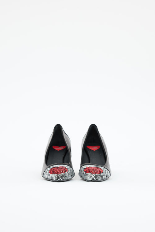 Moschino Leather Jeweled Heel