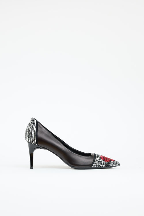 Moschino Leather Jeweled Heel