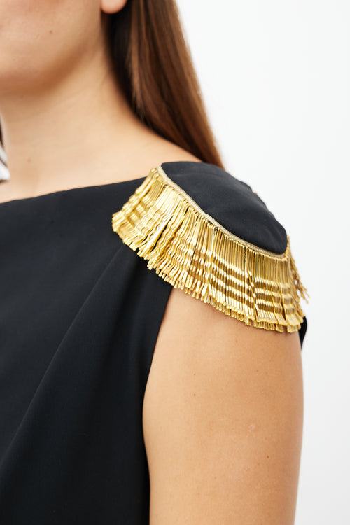 Moschino Cheap & Chic Black & Gold Bobby Pin Dress