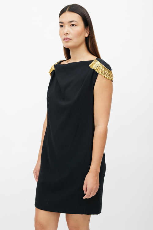 Moschino Cheap & Chic Black & Gold Bobby Pin Dress