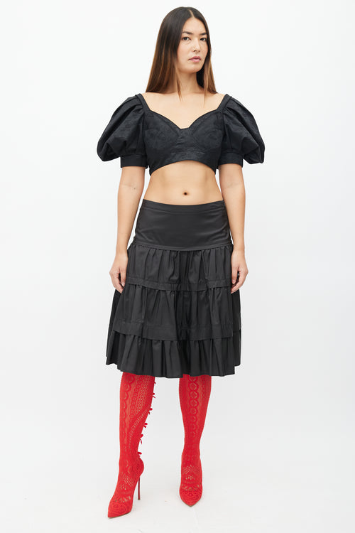 Moschino Cheap & Chic Black Silk Tier Skirt