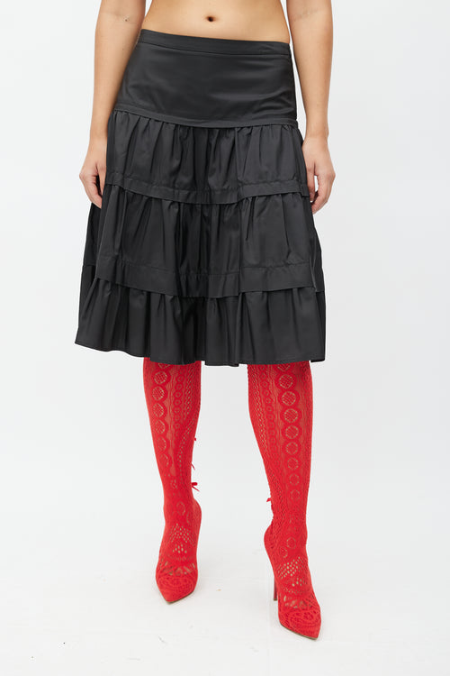 Moschino Cheap & Chic Black Silk Tier Skirt