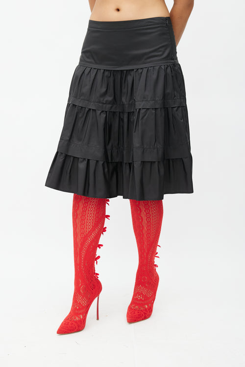 Moschino Cheap & Chic Black Silk Tier Skirt