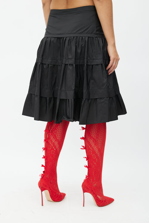 Moschino Cheap & Chic Black Silk Tier Skirt