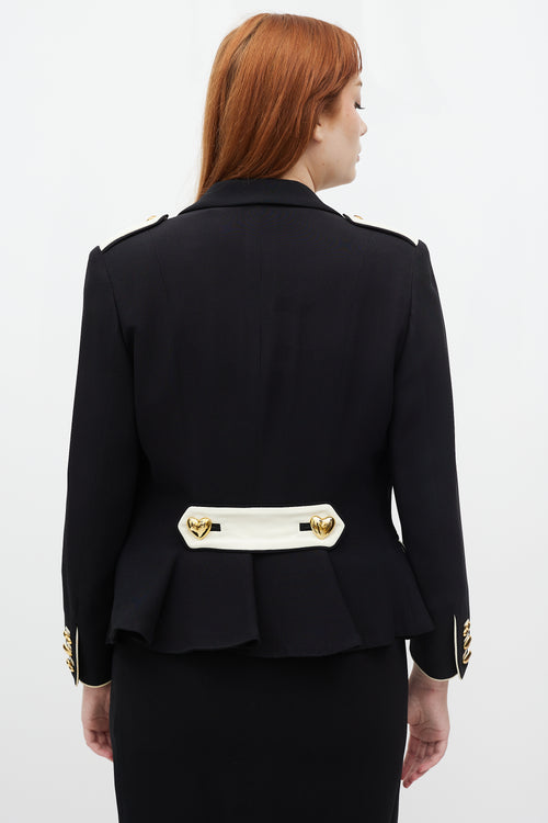 Moschino Couture Black & Cream Hearts Three Piece Skirt Suit