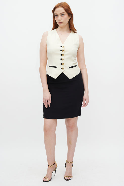 Moschino Couture Black & Cream Hearts Three Piece Skirt Suit