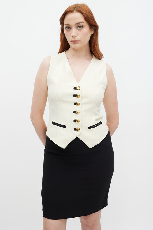 Moschino Couture Black & Cream Hearts Three Piece Skirt Suit