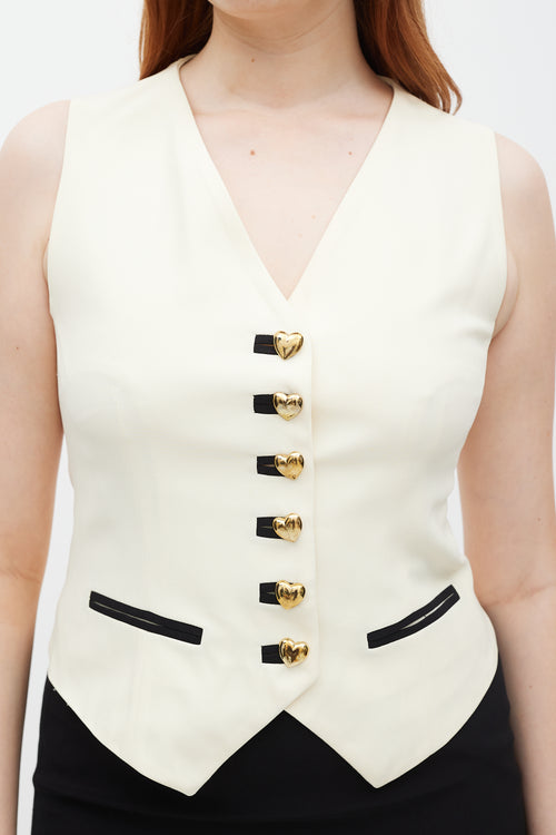Moschino Couture Black & Cream Hearts Three Piece Skirt Suit