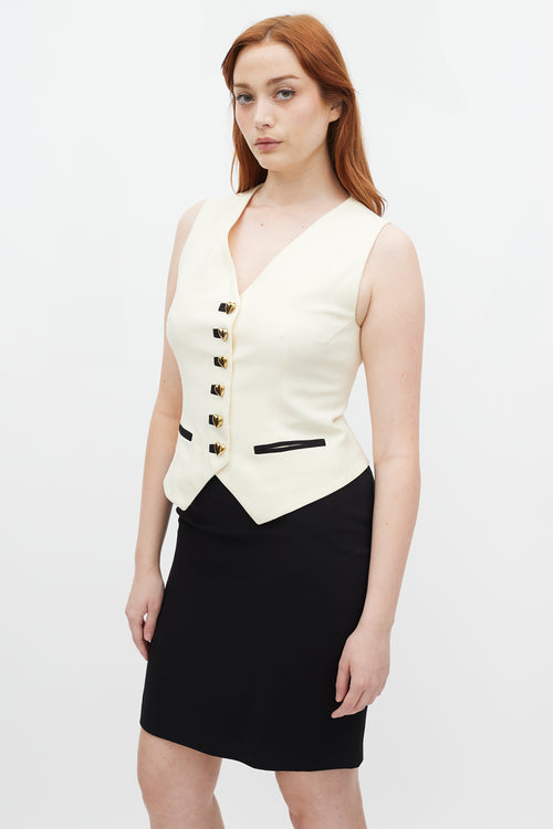 Moschino Couture Black & Cream Hearts Three Piece Skirt Suit