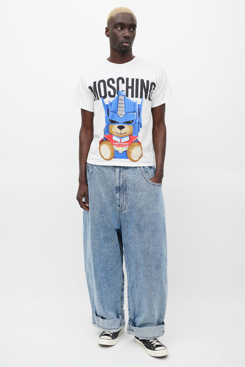 Moschino White & Multicolour Graphic T-Shirt
