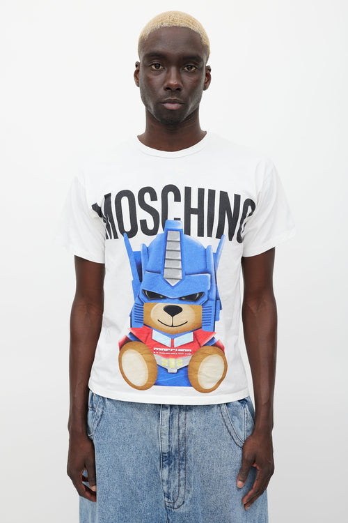 Moschino White & Multicolour Graphic T-Shirt
