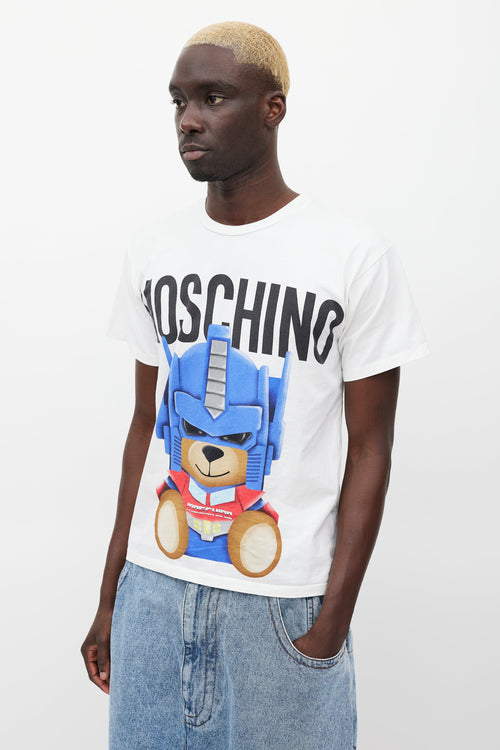Moschino White & Multicolour Graphic T-Shirt