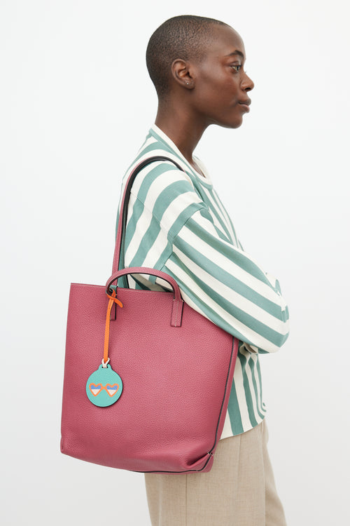 Moynat Green & Pink Reversible Leather Tote