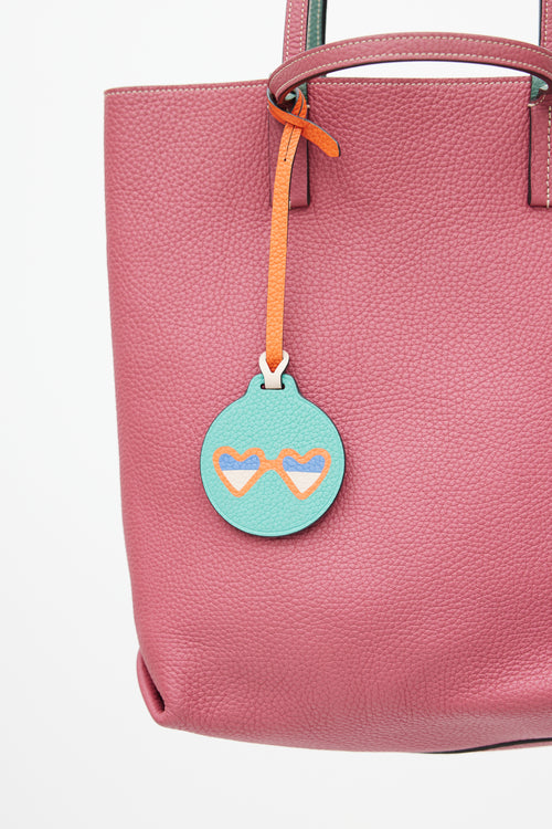 Moynat Green & Pink Reversible Leather Tote