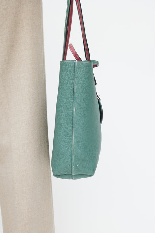 Moynat Green & Pink Reversible Leather Tote