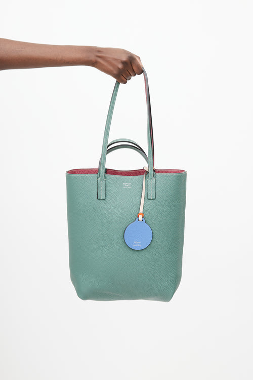 Moynat Green & Pink Reversible Leather Tote