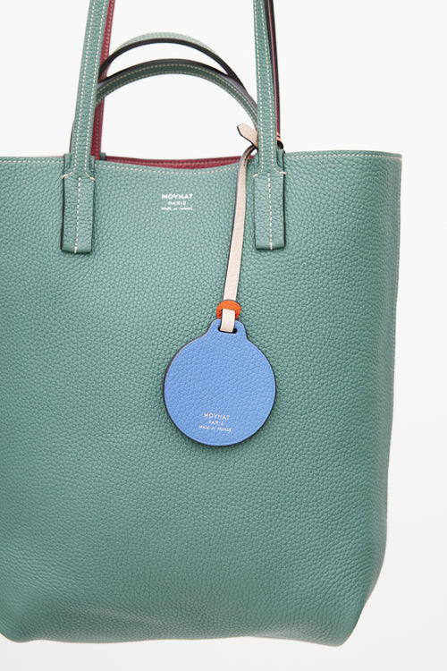 Moynat Green & Pink Reversible Leather Tote