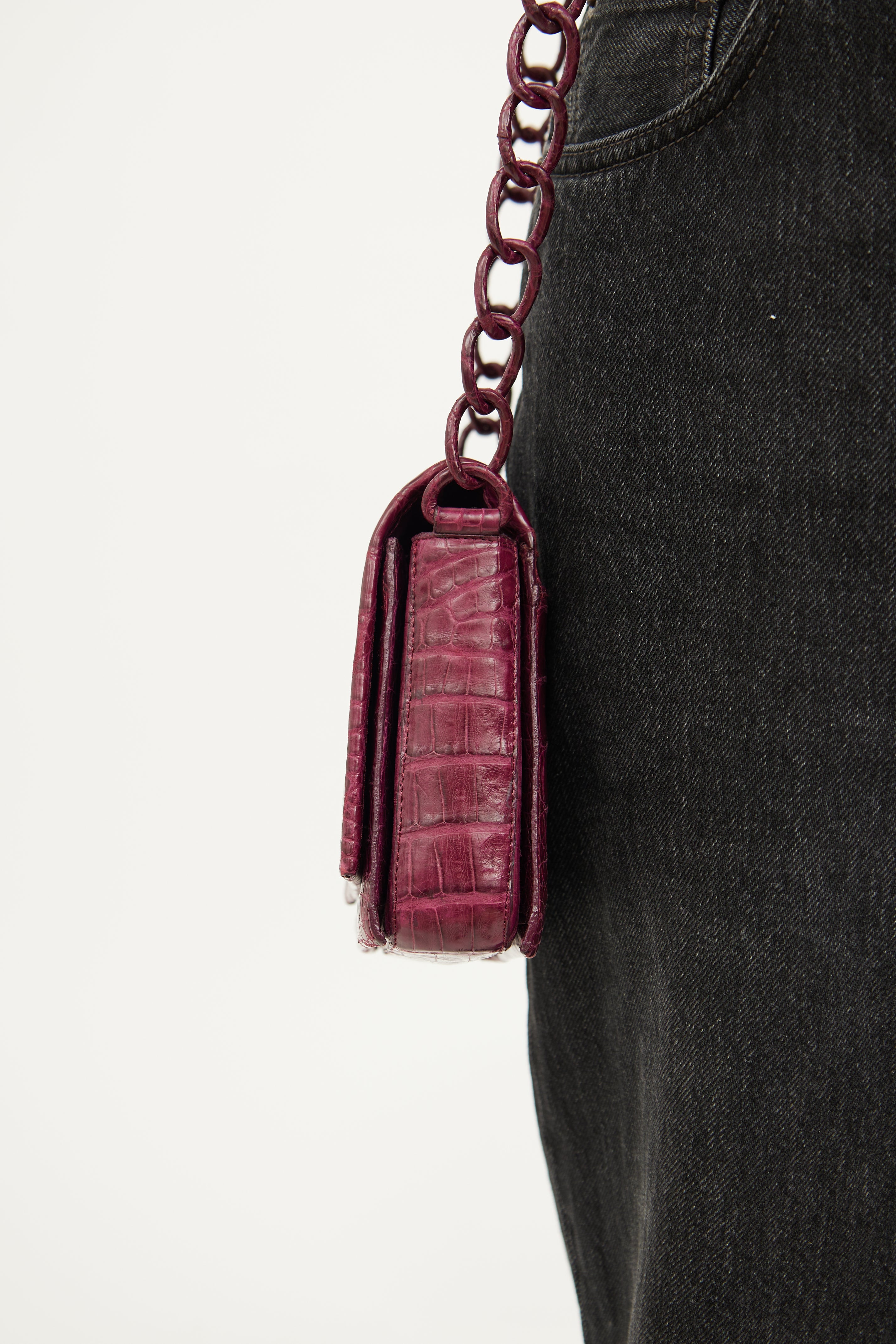 Nancy Gonzalez Burgundy Chain Shoulder Bag