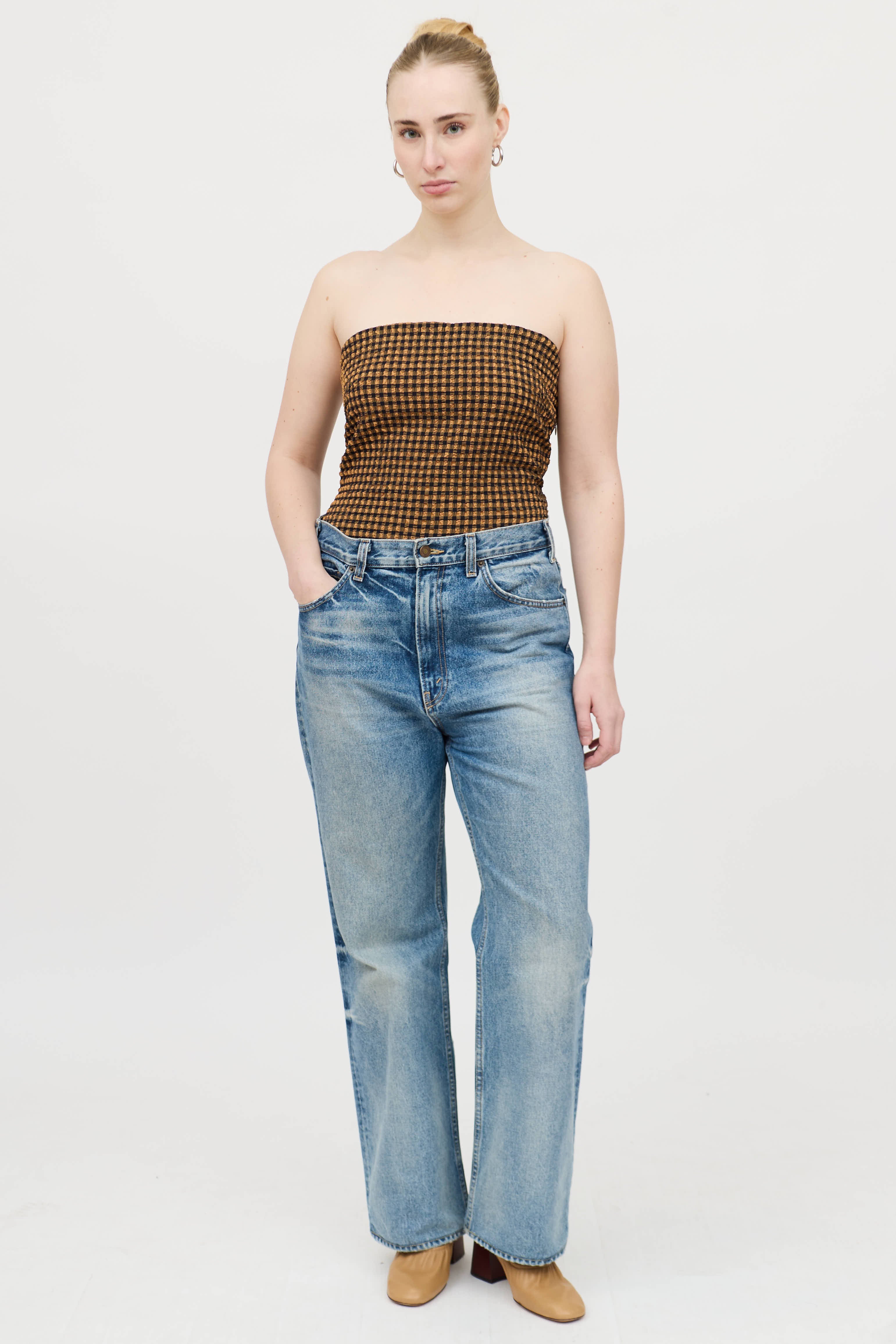 Nanushka Gingham Seersucker Bodysuit