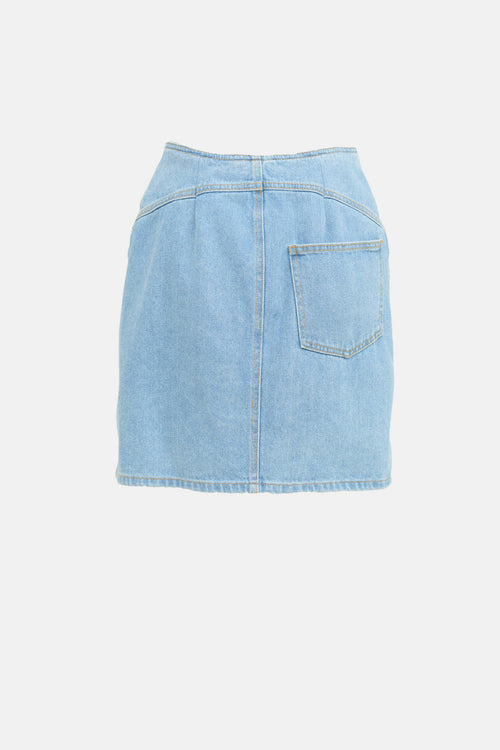 Nanushka Asymmetrical Button Denim Skirt