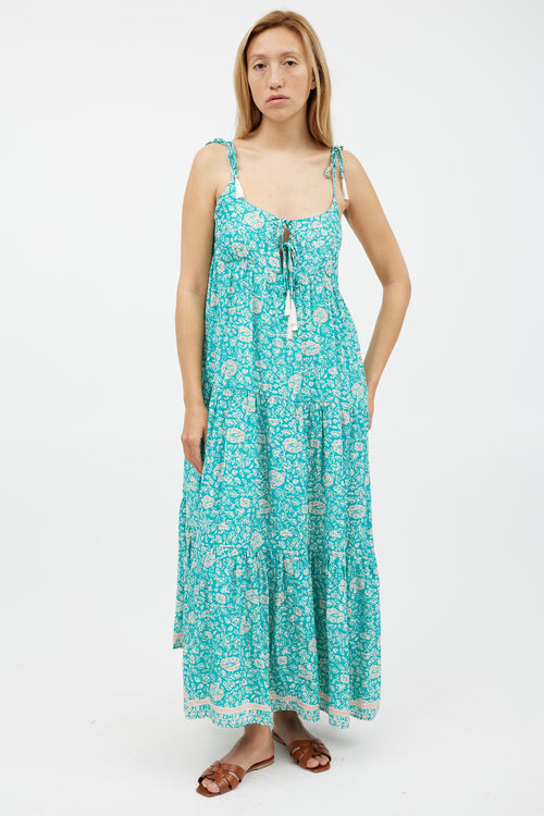 Natalie Martin Blue & Multicolour Floral Silk Dress