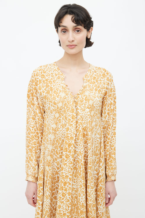 Natalie Martin Brown & Cream Silk Print Dress