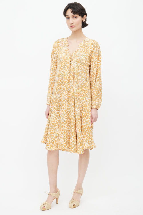 Natalie Martin Brown & Cream Silk Print Dress