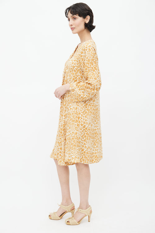 Natalie Martin Brown & Cream Silk Print Dress
