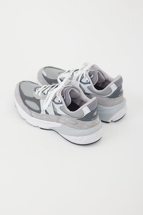 New Balance Grey & White 990 Sneaker