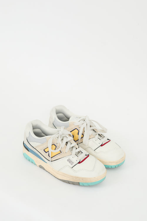 New Balance White & Multi Leather 550 Sneaker